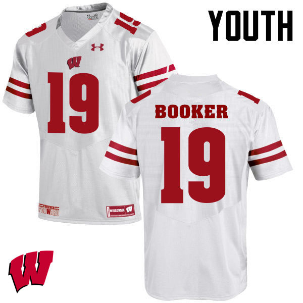 Wisconsin Badgers Youth #9 Titus Booker NCAA Under Armour Authentic White College Stitched Football Jersey DM40T20CI